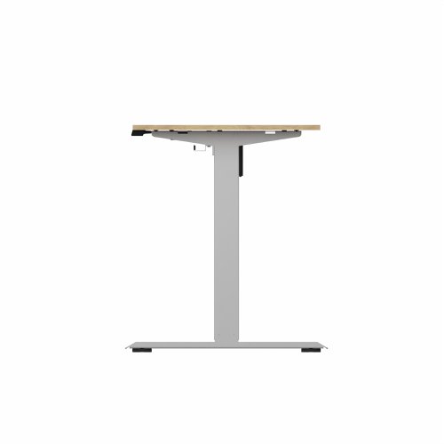 R700 Sit Stand Desk Silver Frame 1400x600mm Oak top