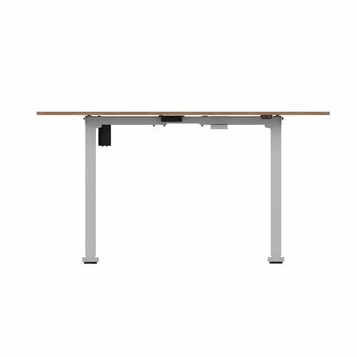 R700 Sit Stand Desk Silver Frame 1400x600mm Walnut top