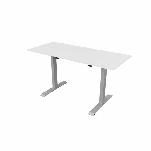 R700 Sit Stand Desk Silver Frame 1400x600mm White top