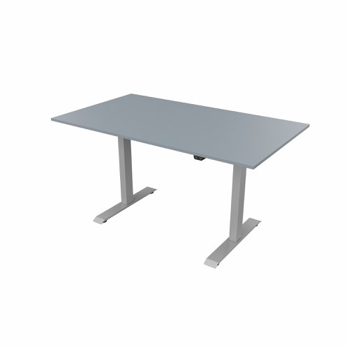 R700 Sit Stand Desk Silver Frame 1400x800mm Grey top
