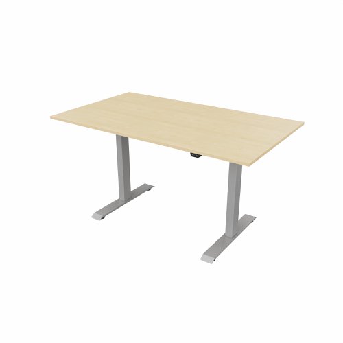 R700 Sit Stand Desk Silver Frame 1400x800mm Maple top
