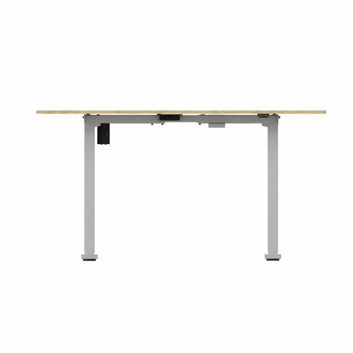 R700 Sit Stand Desk Silver Frame 1400x800mm Oak top