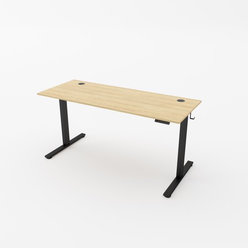 R750 Sit Stand Desk 985x600mm Black Leg, Oak Top