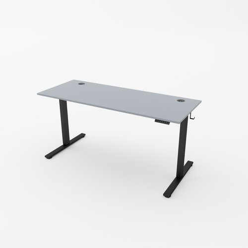 R750 Sit Stand Desk 1385x600mm Black Leg, Grey Top