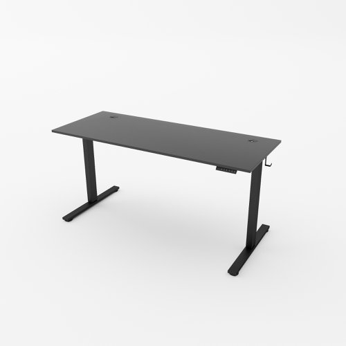 R750 Sit Stand Desk 1385x600mm Black Leg, Black Top