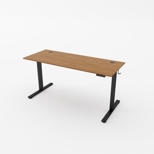 R750 Sit Stand Desk 1385x800mm Black Leg, Grey Top