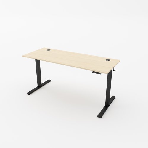 R750 Sit Stand Desk 1585x600mm Black Leg, Maple Top