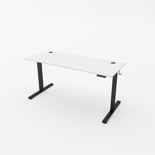 R750 Sit Stand Desk 1585x800mm Black Leg, White Top