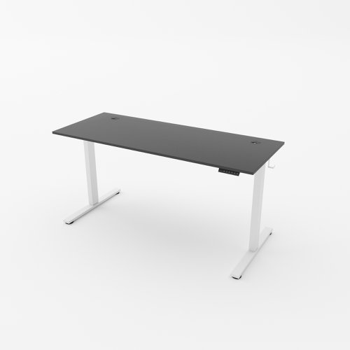 R750 Sit Stand Desk 985x800mm White Leg, Black Top
