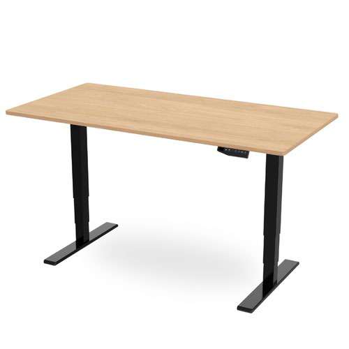 R800 Sit-Stand Desk 1200 x 600mm - Black Frame with Maple Top
