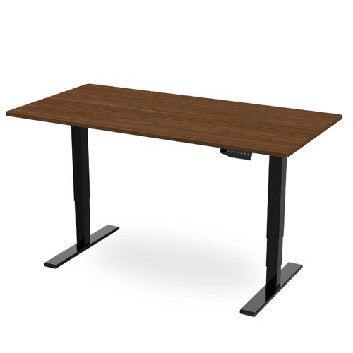R800 Sit-Stand Desk 1600 x 800mm - Black Frame with Walnut Top