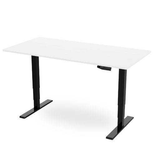 R800 Sit-Stand Desk 1200 x 600mm - Black Frame with White Top