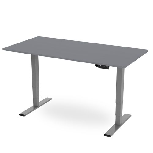 R800 Sit-Stand Desk 1600 x 600mm - Silver Frame with Grey Top