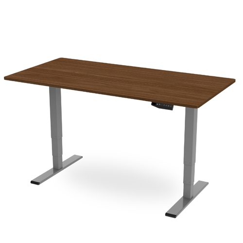 R800 Sit-Stand Desk 1600 x 800mm - Silver Frame with Walnut Top