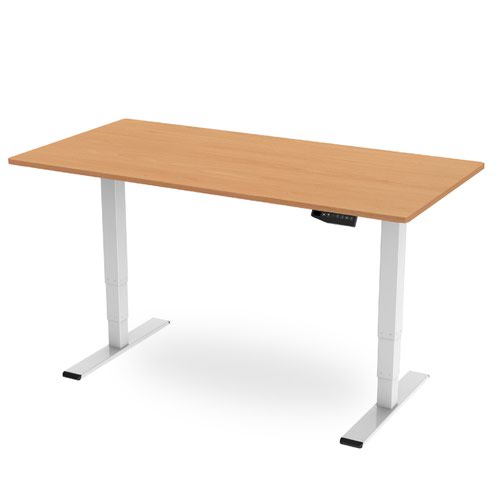 R800 Sit-Stand Desk 1200 x 600mm - White Frame with Beech Top