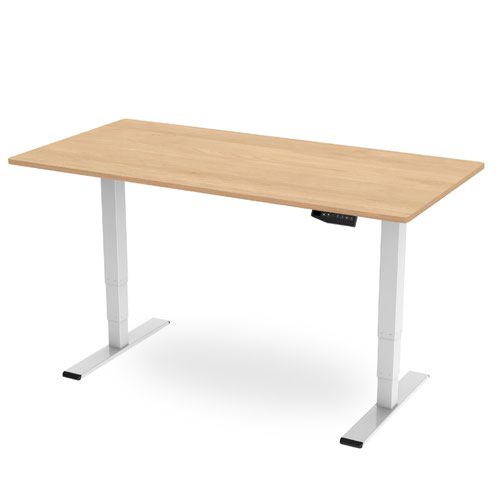 R800 Sit-Stand Desk 1200 x 600mm - White Frame with Maple Top