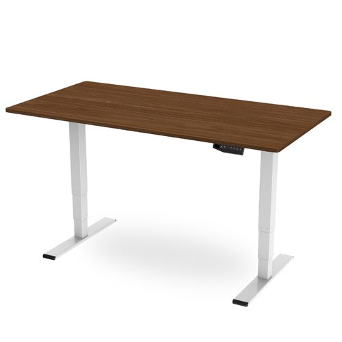 R800 Sit-Stand Desk 1200 x 600mm - White Frame with Walnut Top