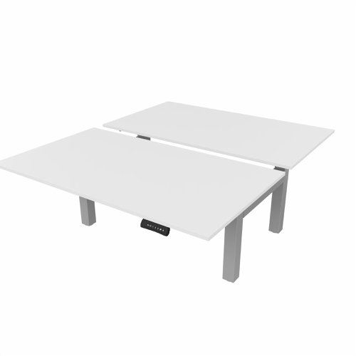 R802X Dual Sit Stand Silver Frame 1400x800mm White top