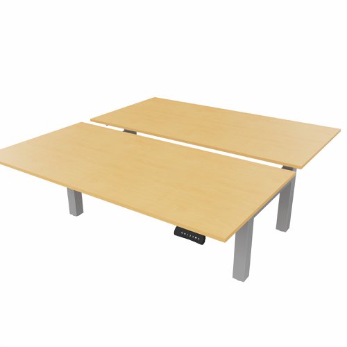 R802X Dual Sit Stand Silver Frame 1600x800mm Beech top