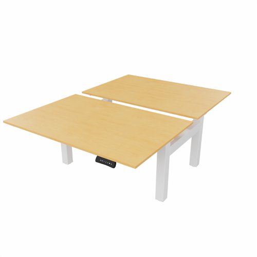 R802X Dual Sit Stand White Frame 1200x800mm Beech top