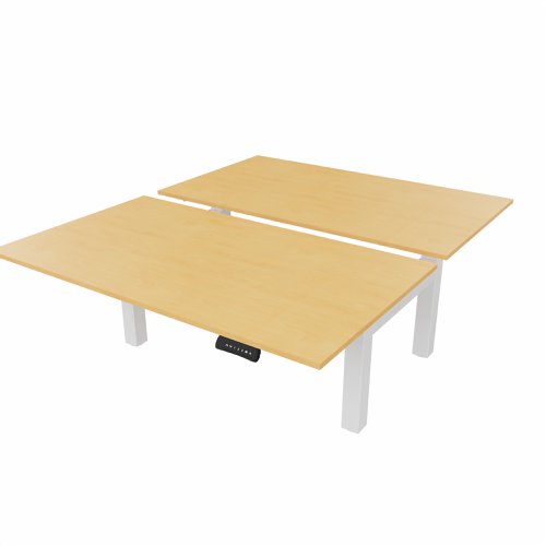 R802X Dual Sit Stand White Frame 1400x800mm Beech top