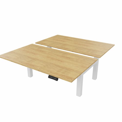 R802X Dual Sit Stand White Frame 1400x800mm Oak top