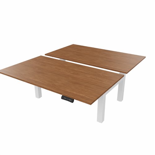 R802X Dual Sit Stand White Frame 1400x800mm Walnut top