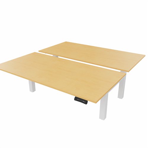 R802X Dual Sit Stand White Frame 1600x800mm Beech top