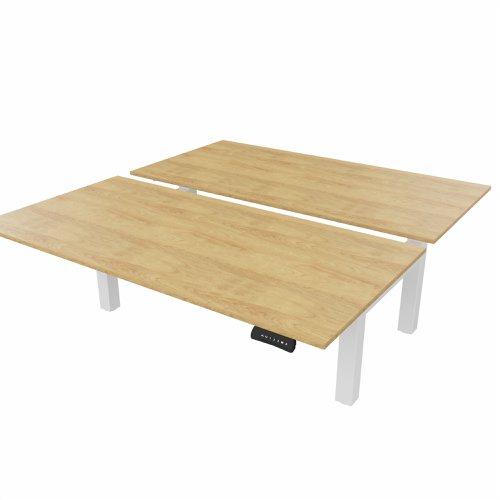 R802X Dual Sit Stand White Frame 1600x800mm Oak top