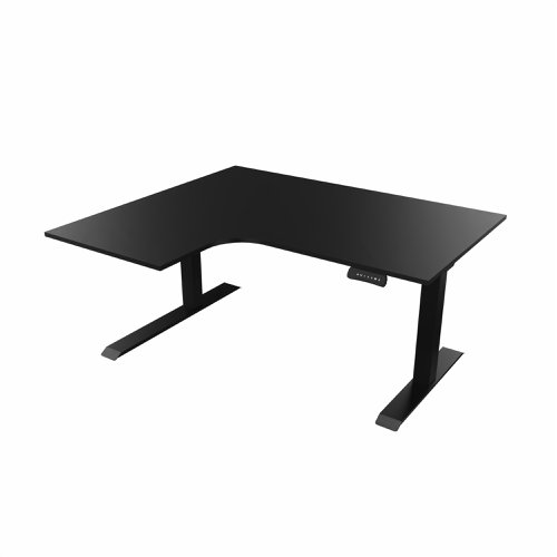 R807 Radial Sit Stand Desk Black Frame 1400mm Black top Left handed