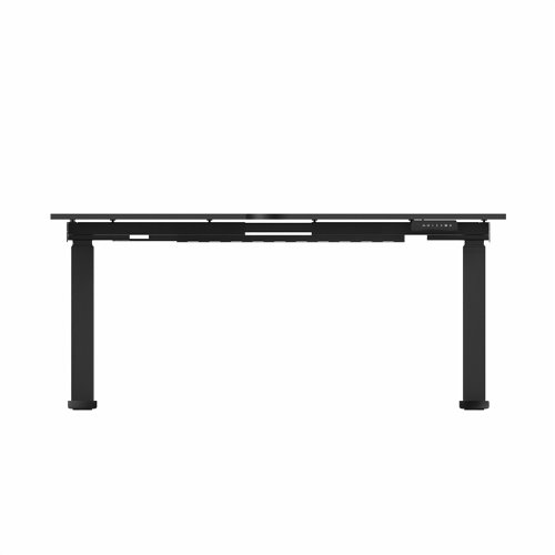 R807 Radial Sit Stand Desk Black Frame 1400mm Black top Left handed