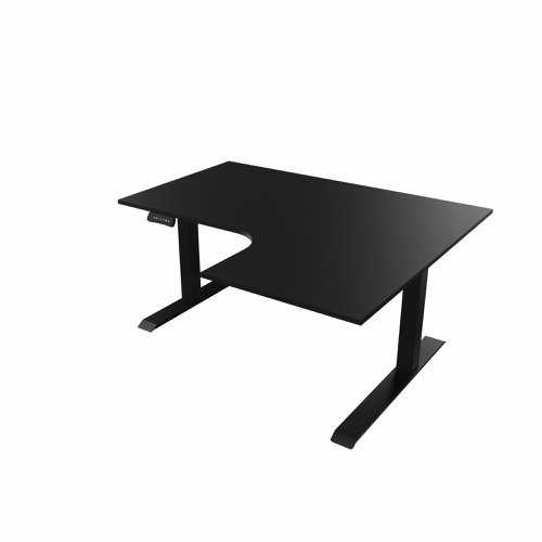 R807 Radial Sit Stand Desk Black Frame 1400mm Black top Right handed