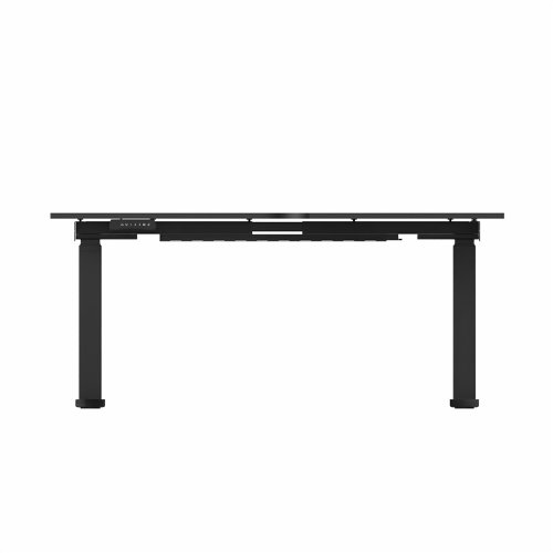 R807 Radial Sit Stand Desk Black Frame 1400mm Black top Right handed