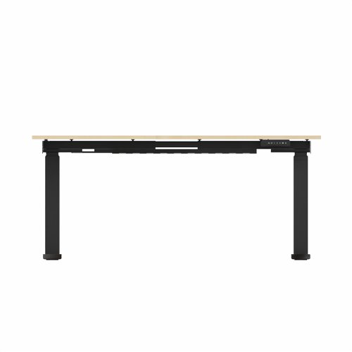 R807 Radial Sit Stand Desk Black Frame 1400mm Maple top Left handed