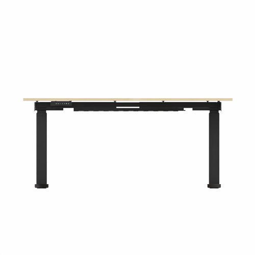 R807 Radial Sit Stand Desk Black Frame 1400mm Maple top Right handed