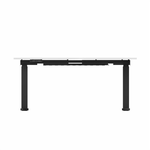 R807 Radial Sit Stand Desk Black Frame 1400mm White top Right handed