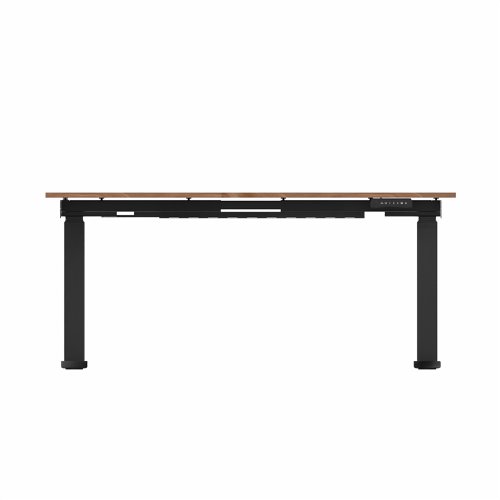 R807 Radial Sit Stand Desk Black Frame 1400mm Walnut top Left handed
