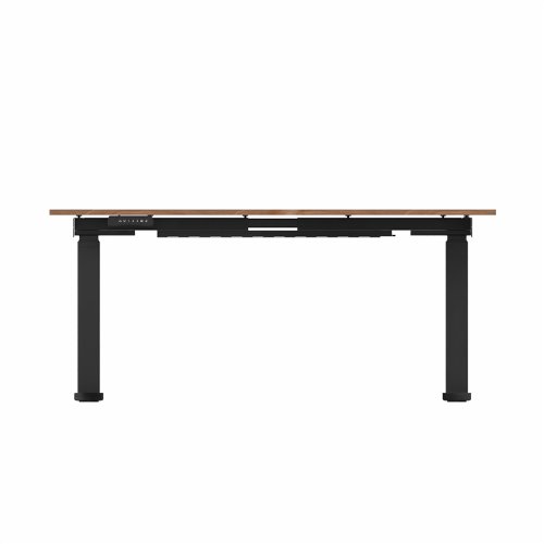 R807 Radial Sit Stand Desk Black Frame 1400mm Walnut top Right handed