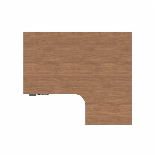 R807 Radial Sit Stand Desk Black Frame 1400mm Walnut top Right handed