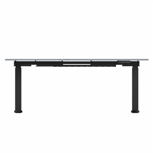 R807 Radial Sit Stand Desk Black Frame 1600mm Grey top Left handed