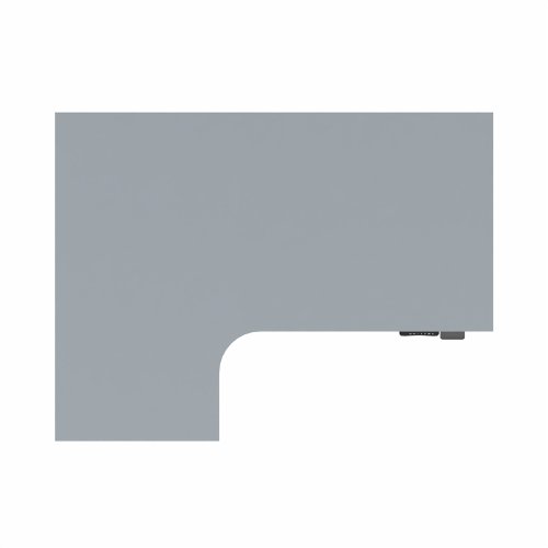 R807 Radial Sit Stand Desk Black Frame 1600mm Grey top Left handed