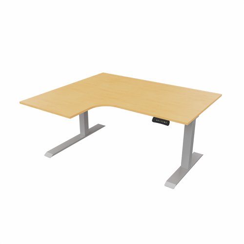 R807 Radial Sit Stand Desk Silver Frame 1400mm Beech top Left handed
