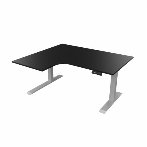 R807 Radial Sit Stand Desk Silver Frame 1400mm Black top Left handed