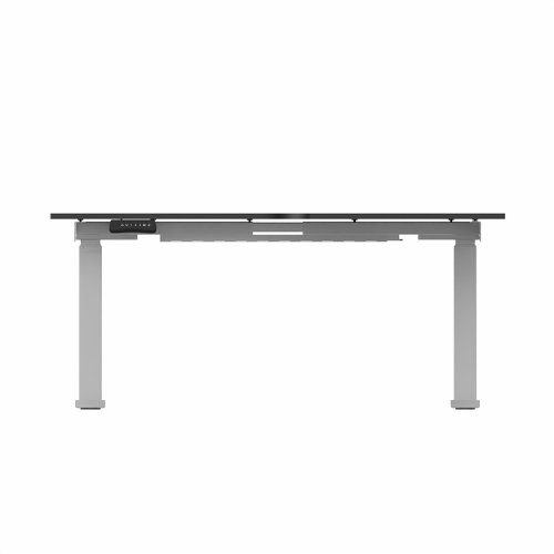 R807 Radial Sit Stand Desk Silver Frame 1400mm Black top Right handed