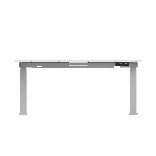 R807 Radial Sit Stand Desk Silver Frame 1400mm White top Left handed