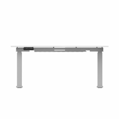 R807 Radial Sit Stand Desk Silver Frame 1400mm White top Right handed