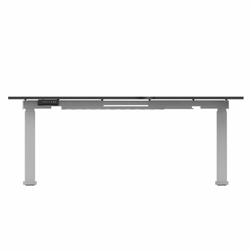 R807 Radial Sit Stand Desk Silver Frame 1600mm Black top Right handed