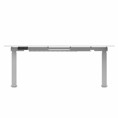 R807 Radial Sit Stand Desk Silver Frame 1600mm White top Right handed