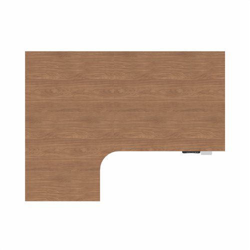R807 Radial Sit Stand Desk Silver Frame 1600mm Walnut top Left handed