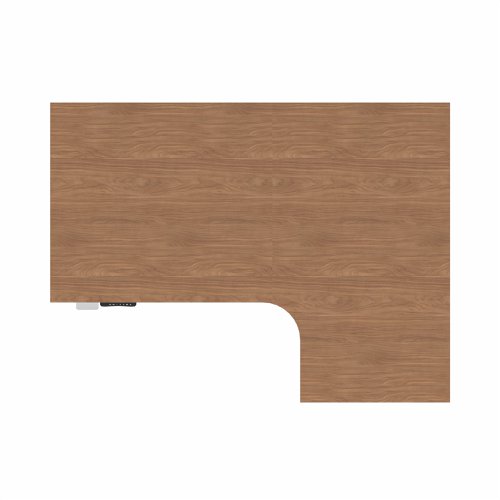 R807 Radial Sit Stand Desk Silver Frame 1600mm Walnut top Right handed